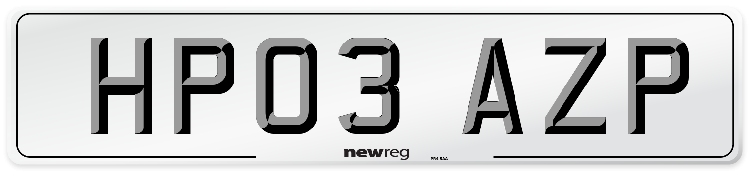 HP03 AZP Number Plate from New Reg